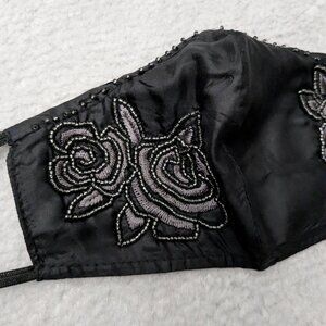 Night Rose Beaded Face Mask by Mary Frances - Gothic Lolita, Whimsygoth, Formal